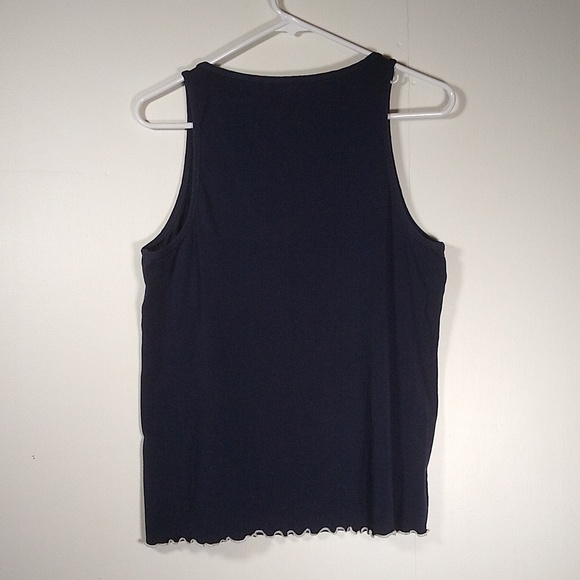 J. Crew navy blue tank top lettuce edge pajama top M - Picture 2 of 8